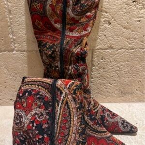 Paisley Red Heeled Boots